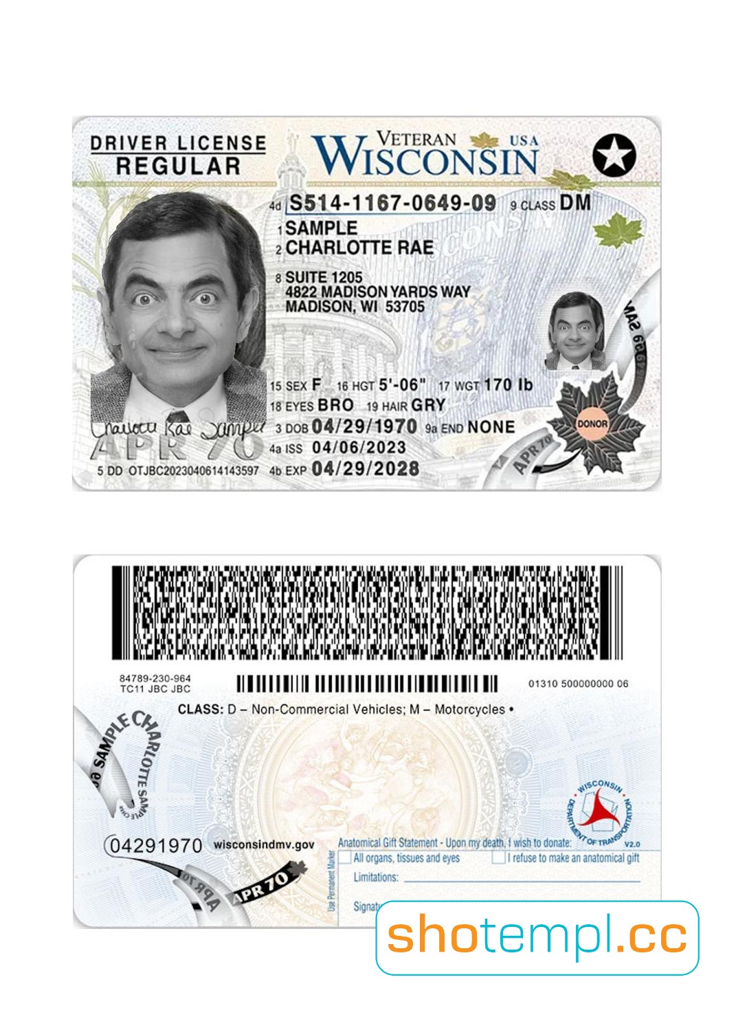 Wisconsin Driver License PSD Template V3